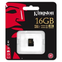 Карта памяти Kingston 16GB microSDHC class 10 UHS-I U3 (SDCG/16GBSP)