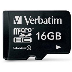 Карта памяти Verbatim 16GB microSDHC class 10 (44010)