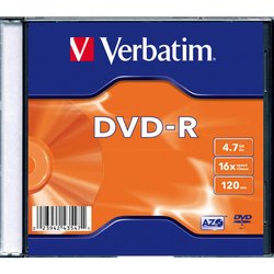 Диск DVD Verbatim 4.7Gb 16X SlimBox 20шт MatteSilv AZO (43547)