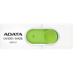 USB флеш накопитель ADATA 64GB UV320 White/Green USB 3.1 (AUV320-64G-RWHGN) ― 