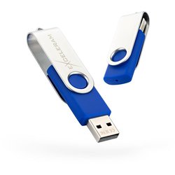 USB флеш накопитель eXceleram 32GB P1 Series Silver/Blue USB 2.0 (EXP1U2SIBL32) ― 