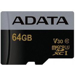 Карта памяти ADATA 64GB microSD class 10 UHS-I U3 V30 Premier Pro (AUSDX64GUI3V30G-RA1)