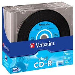 Диск CD Verbatim 700Mb 52x Slim case Vinyl AZO (43426) ― 