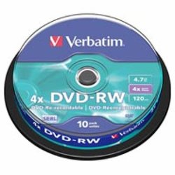 Диск DVD Verbatim 4.7Gb 4x Cake box 10шт (43552) ― 