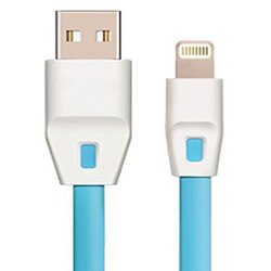 Дата кабель USB 2.0 - Lightning 2А (DR-1624) плоский (Blue) 1,0м Drobak (219086) ― 