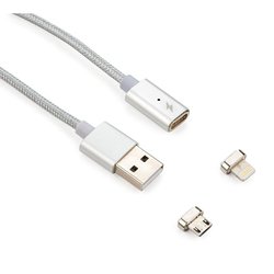 Дата кабель USB 2.0 AM to Micro 5P+Lightning 1.0m Vinga (Magnetic 2in1) ― 