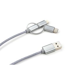 Дата кабель USB 2.0 AM to Type-C+Micro 5P+Lightning 1.0m Vinga (Charge3in1)