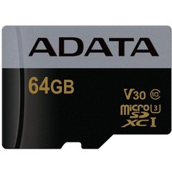 Карта памяти ADATA 64GB microSD class 10 UHS-I U3 V30 Premier Pro (AUSDX64GUI3V30G-R)
