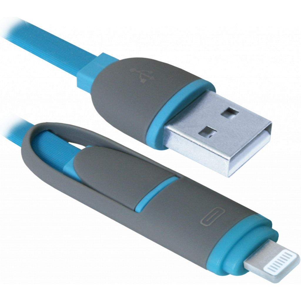 Дата кабель USB10-03BP USB - Micro USB/Lightning, blue, 1m Defender (87487) ― 