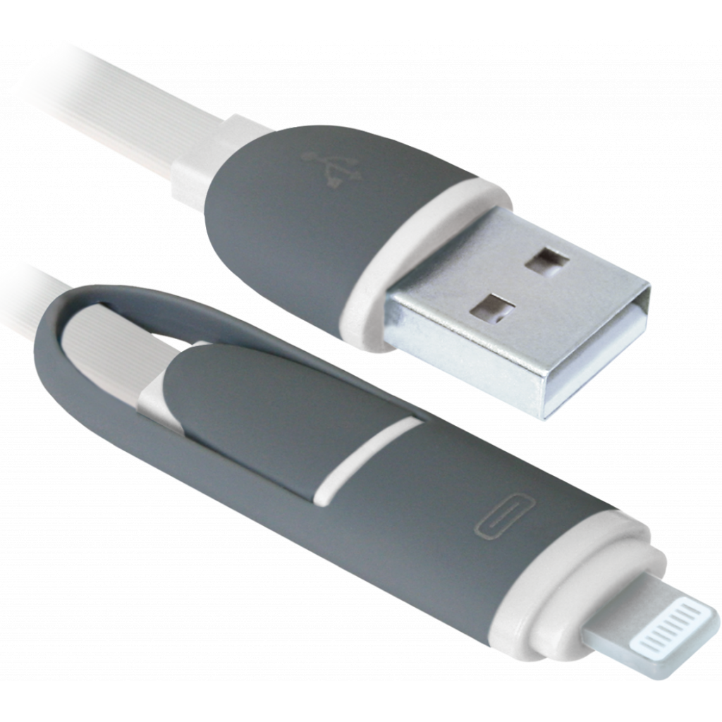Дата кабель USB10-03BP USB - Micro USB/Lightning, white, 1m Defender (87493) ― 