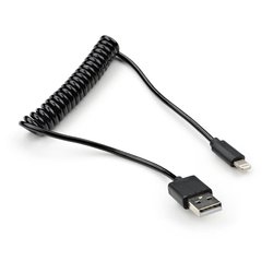 Дата кабель USB 2.0 AM to Lightning Spring 1m black Vinga (VCPDCLS1BK)