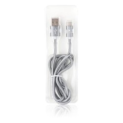 Дата кабель USB 2.0 AM to Type-C 1m fabric gray Vinga (VRC511GRC)