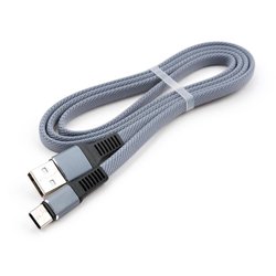 Дата кабель USB 2.0 AM to Type-C 1m flat nylon gray Vinga (VCPDCTCFNB1GR)
