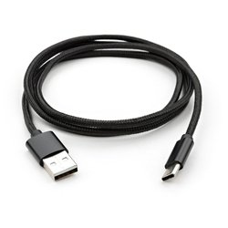 Дата кабель USB 2.0 AM to Type-C 1m nylon black Vinga (VCPDCTCNB1BK)