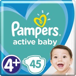 Подгузник Pampers Active Baby Maxi Plus Размер 4+ (10-15 кг), 45 шт. (8001090950017)