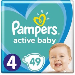 Подгузник Pampers Active Baby Maxi Размер 4 (9-14 кг), 49 шт. (8001090949851)