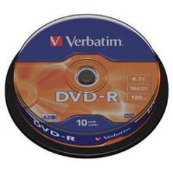 Диск DVD-R Verbatim 4.7Gb 16X CakeBox 10шт (43523)
