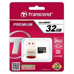 Карта памяти Transcend Micro-SDHC memory card 32GB + P3 Card Reader, class 10 (TS32GUSDHC10-P3)