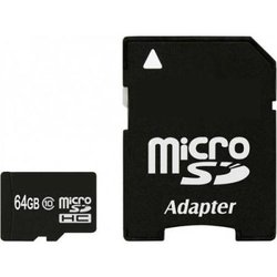 Карта памяти eXceleram 64Gb microSDHC class 10 с адаптером SD (MSD6410A) ― 