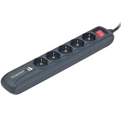 Сетевой фильтр питания EnerGenie SPG5-U-5 Power strip with USB charger, 5 sockets, (SPG5-U-5) ― 