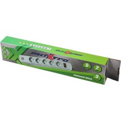 Сетевой фильтр питания MAXXTRO PWE-05K-3, серый, 3 м кабель, 5 розеток, USB зарядка 2А (PWE-05K-3)